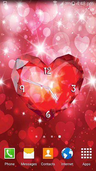 Papeis de parede animados Relógio de corações para Android. Papeis de parede animados Hearts сlock para download gratuito.