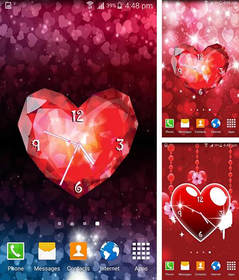 Alem do papel de parede animado Galáxia Morphing para telefones e tablets Android, voce tambem pode baixar Relógio de corações, Hearts сlock gratuitamente.