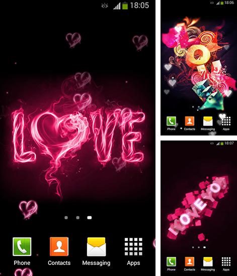 Додатково до живої шпалери пелюстки 3D для Android телефонів та планшетів, Ви можете також безкоштовно скачати I love you by Lux live wallpapers.