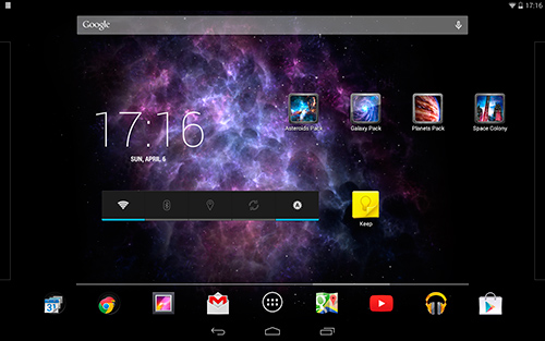 Écrans de Ice galaxy pour tablette et téléphone Android.