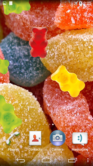Kostenloses Android-Live Wallpaper Gelee und Süßigkeiten. Vollversion der Android-apk-App Jelly and candy für Tablets und Telefone.