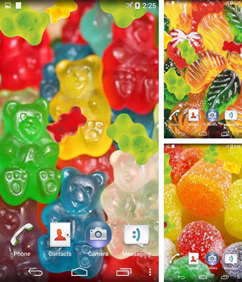 Kostenloses Android-Live Wallpaper Gelee und Süßigkeiten. Vollversion der Android-apk-App Jelly and candy für Tablets und Telefone.