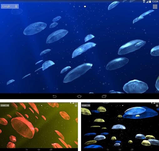 Kostenloses Android-Live Wallpaper Quallen 3D. Vollversion der Android-apk-App Jellyfishes 3D für Tablets und Telefone.