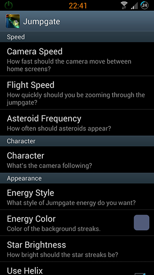 Android タブレット、携帯電話用ジャンプゲートのスクリーンショット。
