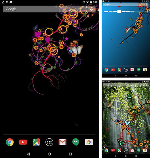 Дополнительно к живым обоям на Андроид телефоны и планшеты Рождественская елка 3D, вы можете также бесплатно скачать заставку Jungle of flowers.