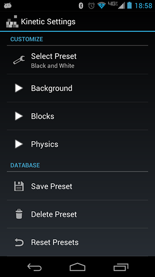 Screenshots do Cinética para tablet e celular Android.