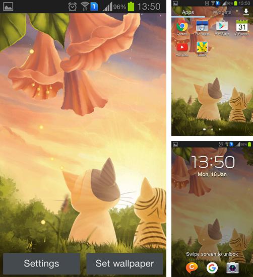Kostenloses Android-Live Wallpaper Kätzchen: Sonnenuntergang. Vollversion der Android-apk-App Kitten: Sunset für Tablets und Telefone.