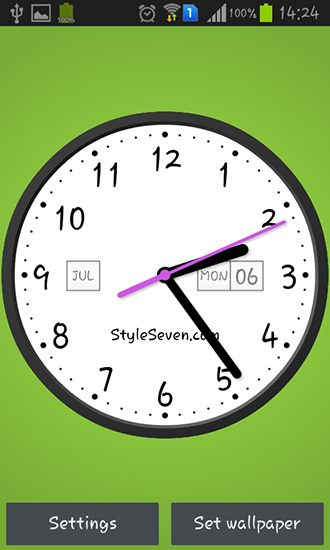 Screenshots of the Light analog clock for Android tablet, phone.
