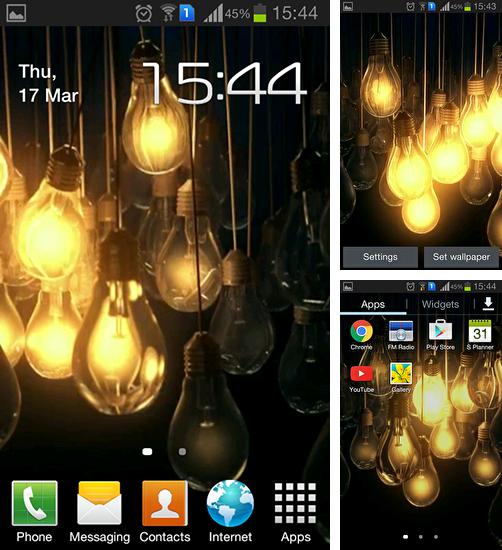 Android 搭載タブレット、携帯電話向けのライブ壁紙 ドゥードゥル・アート のほかにも、ライティング・バルブ、Lighting bulb も無料でダウンロードしていただくことができます。