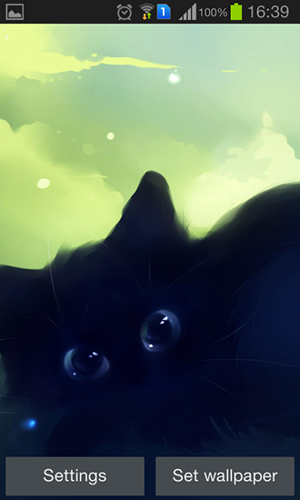 Écrans de Lonely black kitty pour tablette et téléphone Android.