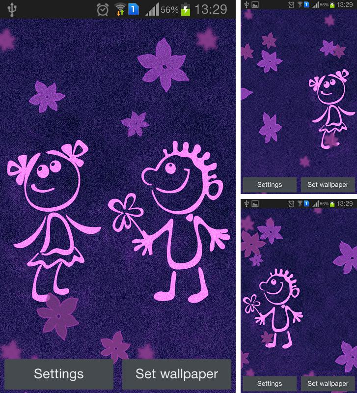 Дополнительно к живым обоям на Андроид телефоны и планшеты Цветные кристаллы, вы можете также бесплатно скачать заставку Love by Aquasun live wallpaper.