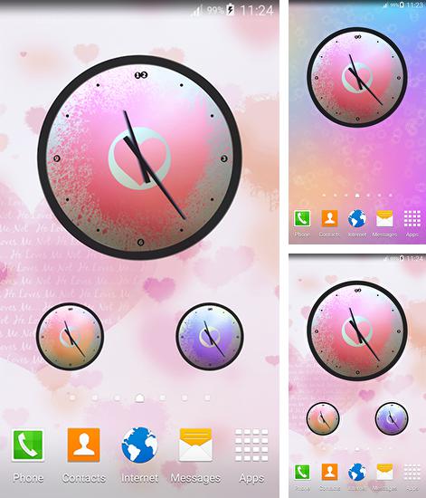 Дополнительно к живым обоям на Андроид телефоны и планшеты Котенок Инь, вы можете также бесплатно скачать заставку Love: Clock.