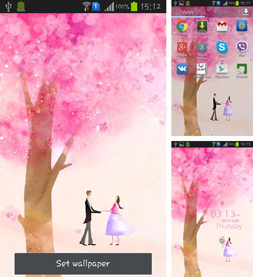 Kostenloses Android-Live Wallpaper Liebesbaum. Vollversion der Android-apk-App Love tree für Tablets und Telefone.