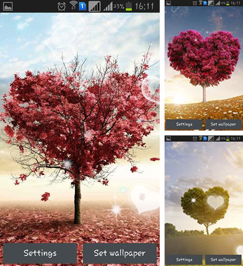 Descarga gratuita fondos de pantalla animados Árbol del amor para Android. Consigue la versión completa de la aplicación apk de Love tree by Pro live wallpapers para tabletas y teléfonos Android.