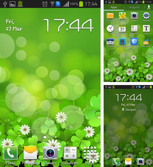 Kostenloses Android-Live Wallpaper Glücksklee. Vollversion der Android-apk-App Lucky clover für Tablets und Telefone.