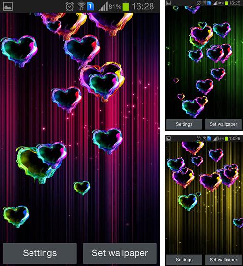 Kostenloses Android-Live Wallpaper Magische Herzen. Vollversion der Android-apk-App Magic hearts für Tablets und Telefone.