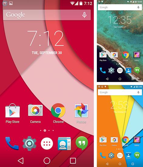 Дополнительно к живым обоям на Андроид телефоны и планшеты Nexus. Треугольники, вы можете также бесплатно скачать заставку Material.
