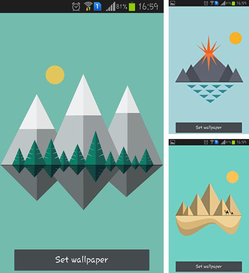 Kostenloses Android-Live Wallpaper Materielle Inseln. Vollversion der Android-apk-App Material islands für Tablets und Telefone.