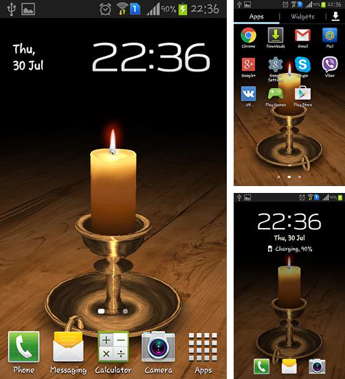 Kostenloses Android-Live Wallpaper Brennende Kerze 3D. Vollversion der Android-apk-App Melting candle 3D für Tablets und Telefone.