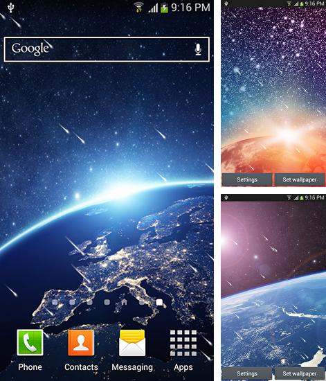 Kostenloses Android-Live Wallpaper Meteoritenschauer. Vollversion der Android-apk-App Meteor shower by Top live wallpapers hq für Tablets und Telefone.
