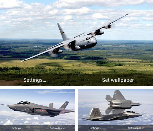 Kostenloses Android-Live Wallpaper Militär-Flugzeuge. Vollversion der Android-apk-App Military aircrafts für Tablets und Telefone.