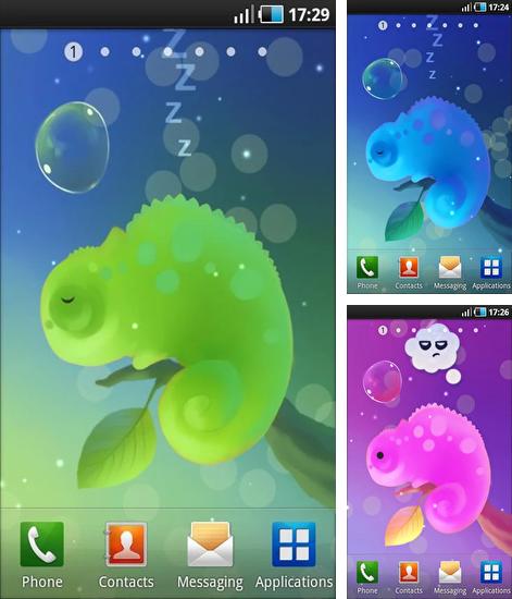 Дополнительно к живым обоям на Андроид телефоны и планшеты Питбуль, вы можете также бесплатно скачать заставку Mini Chameleon.
