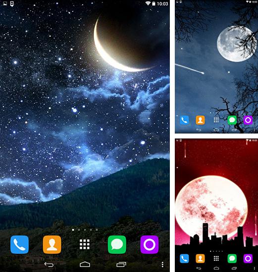 Kostenloses Android-Live Wallpaper Mond und Sterne. Vollversion der Android-apk-App Moon and stars für Tablets und Telefone.