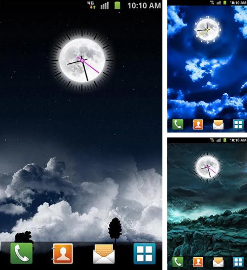 Además de fondo de pantalla animados Luz de la Luna 3D para teléfonos y tabletas Android, también puedes descargarte gratis Moon clock.