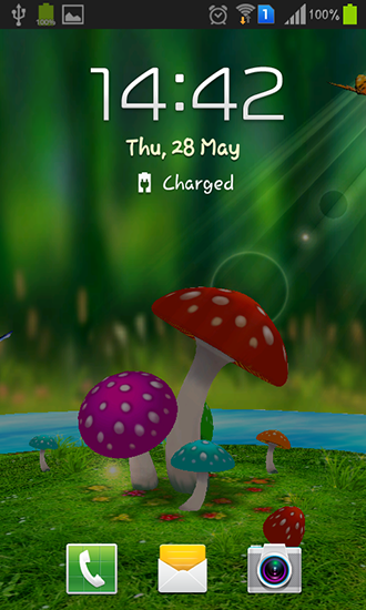 Écrans de Mushrooms 3D pour tablette et téléphone Android.