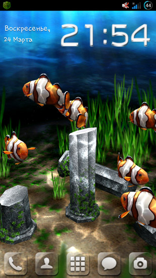 Écrans de My 3D fish pour tablette et téléphone Android.