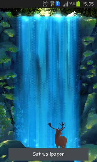 Kostenloses Android-Live Wallpaper Mystischer Wasserfall. Vollversion der Android-apk-App Mystic waterfall für Tablets und Telefone.