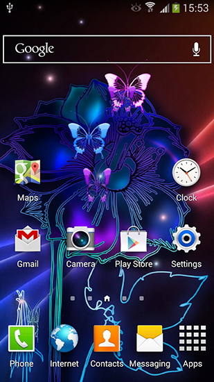 Écrans de Neon butterflies pour tablette et téléphone Android.