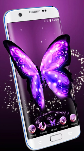 Fondos de pantalla animados a Neon butterfly 3D para Android. Descarga gratuita fondos de pantalla animados Mariposa de neón 3D.
