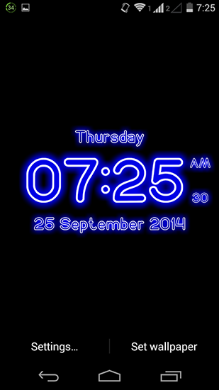 Neon digital clock - бесплатно скачать живые обои на Андроид телефон или планшет.
