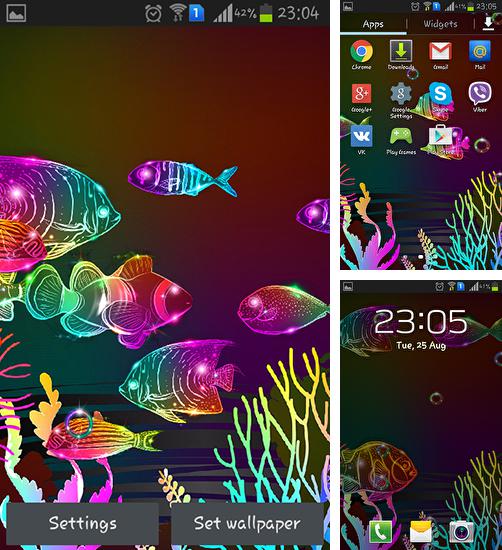 Kostenloses Android-Live Wallpaper Neonfische. Vollversion der Android-apk-App Neon fish für Tablets und Telefone.