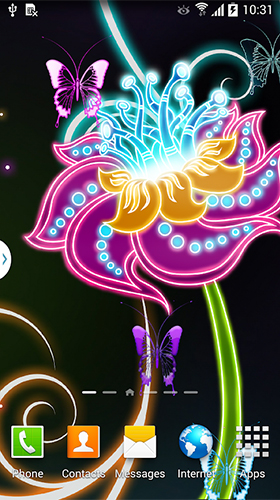 Android 用ライブ・ウォールペーパーズ 3Ｄ: ネオンの花をプレイします。ゲームNeon flowers by Live Wallpapers 3Dの無料ダウンロード。