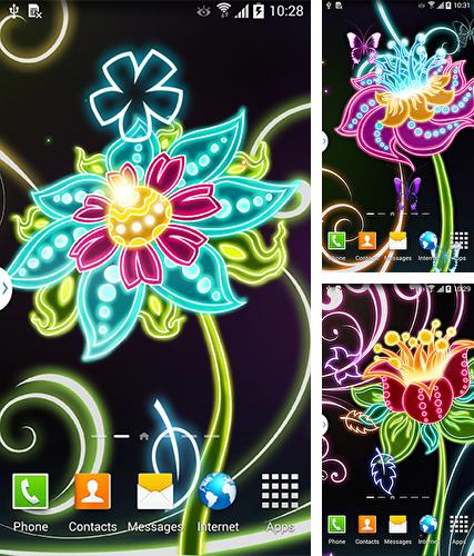 Neon flowers by Live Wallpapers 3D