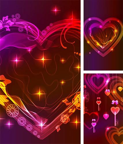 Kostenloses Android-Live Wallpaper Neonherzen. Vollversion der Android-apk-App Neon hearts by Creative Factory Wallpapers für Tablets und Telefone.