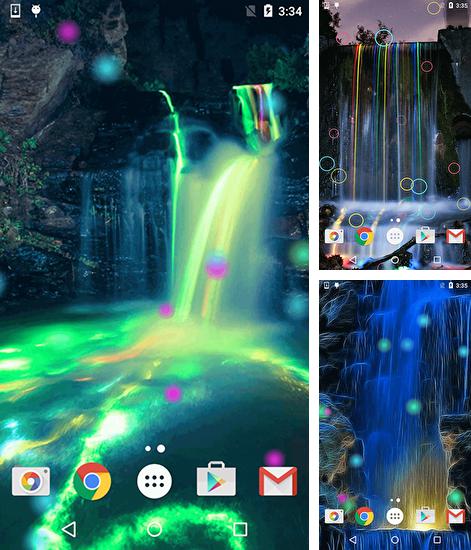 Android 搭載タブレット、携帯電話向けのライブ壁紙 カラソ: 鯉の池 のほかにも、ネオン・ウォーターフォールズ、Neon waterfalls も無料でダウンロードしていただくことができます。
