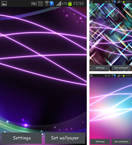 Zusätzlich zum Live Wallpaper Leuchtende Farbe für Android Mobiltelefone und Tablets, können Sie auch Neon waves, Neonwellen kostenlos herunterladen.