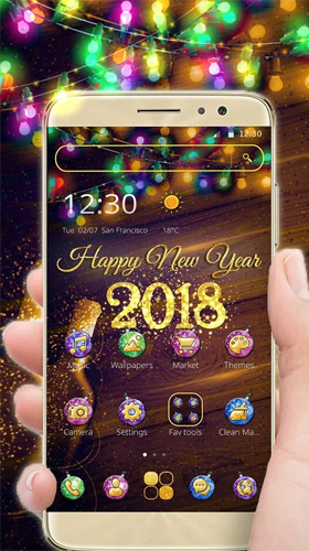 Fondos de pantalla animados a New Year 2018 para Android. Descarga gratuita fondos de pantalla animados Nuevo año 2018.
