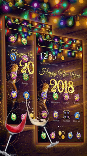 Screenshots do Ano Novo 2018 para tablet e celular Android.