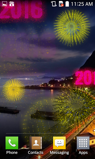 Écrans de New Year fireworks 2016 pour tablette et téléphone Android.
