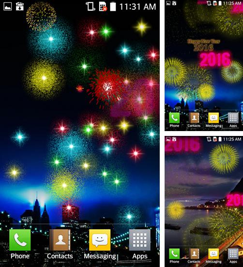 Kostenloses Android-Live Wallpaper Neujahrs-Feuerwerk 2016. Vollversion der Android-apk-App New Year fireworks 2016 für Tablets und Telefone.