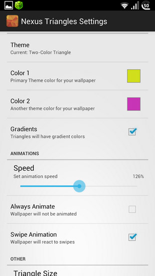 Écrans de Nexus triangles pour tablette et téléphone Android.