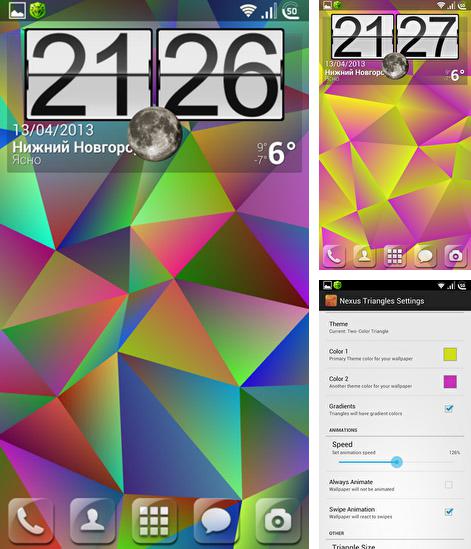 Kostenloses Android-Live Wallpaper Nexus Dreiecke. Vollversion der Android-apk-App Nexus triangles für Tablets und Telefone.