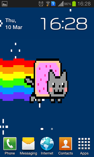 Kostenloses Android-Live Wallpaper Nyan Cat. Vollversion der Android-apk-App Nyan cat für Tablets und Telefone.