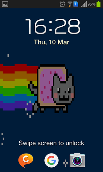 Screenshots do Nyan Gato para tablet e celular Android.