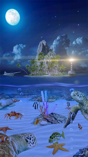Papeis de parede animados Aquário de oceano 3D: Ilhas de tartaruga para Android. Papeis de parede animados Ocean Aquarium 3D: Turtle Isles para download gratuito.