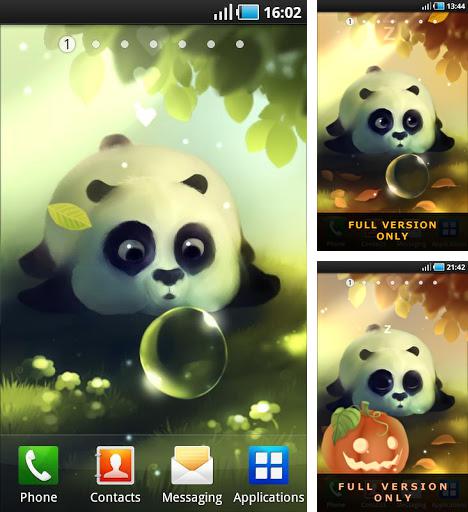 Kostenloses Android-Live Wallpaper Süßer Panda. Vollversion der Android-apk-App Panda dumpling für Tablets und Telefone.